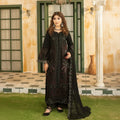 Lehran - U4B Women's Stitched Embroidered Lawn Suit - 3 Pcs In Black